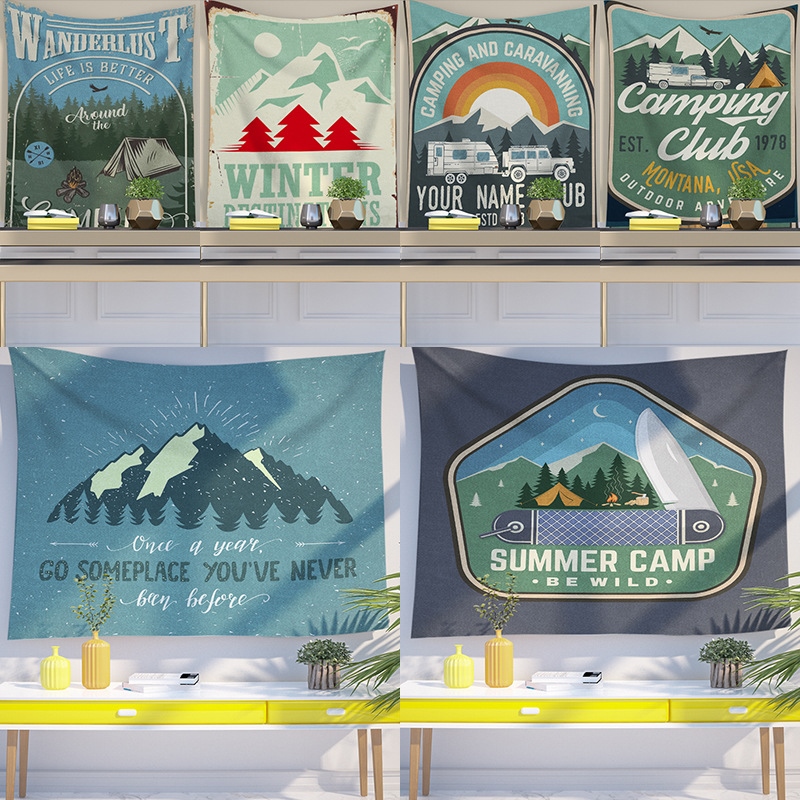 hot Amercian Camping Hanging Tapestry Minimalism Dorm Backgound Aesthetic