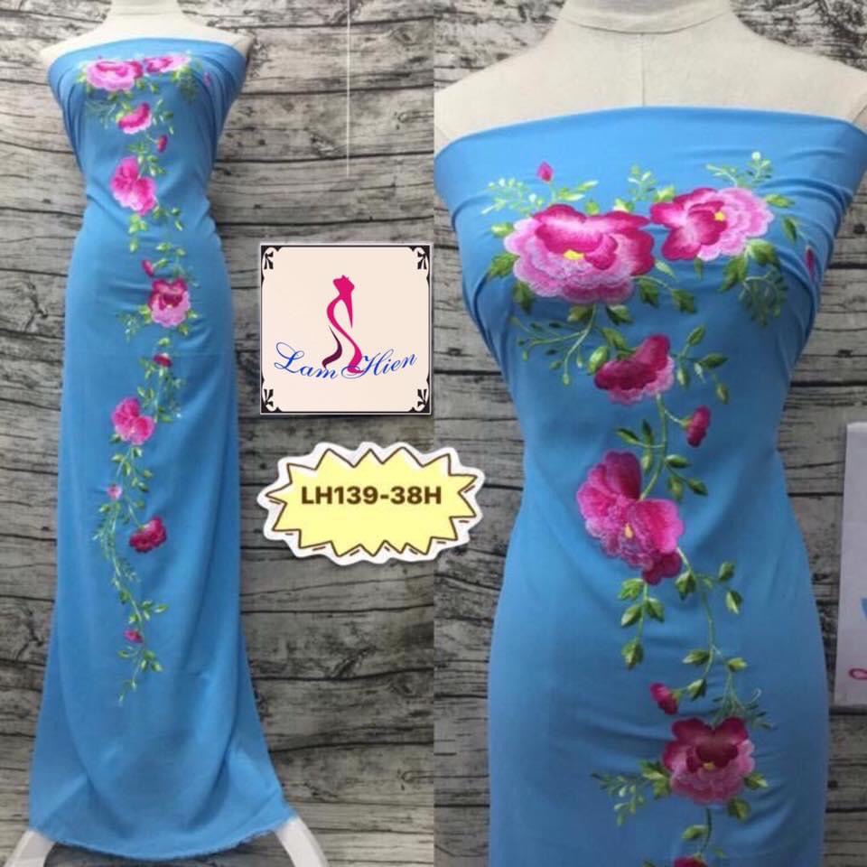 Vải áo dài thêu LH139 rẻ, đẹp, thời trang