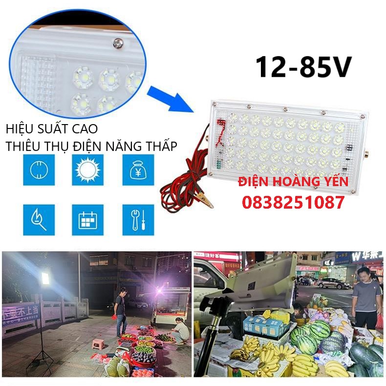 ĐÈN PHA LED KẸP BÌNH 50W 100W 200W 12V ÁNH SÁNG TRẮNG