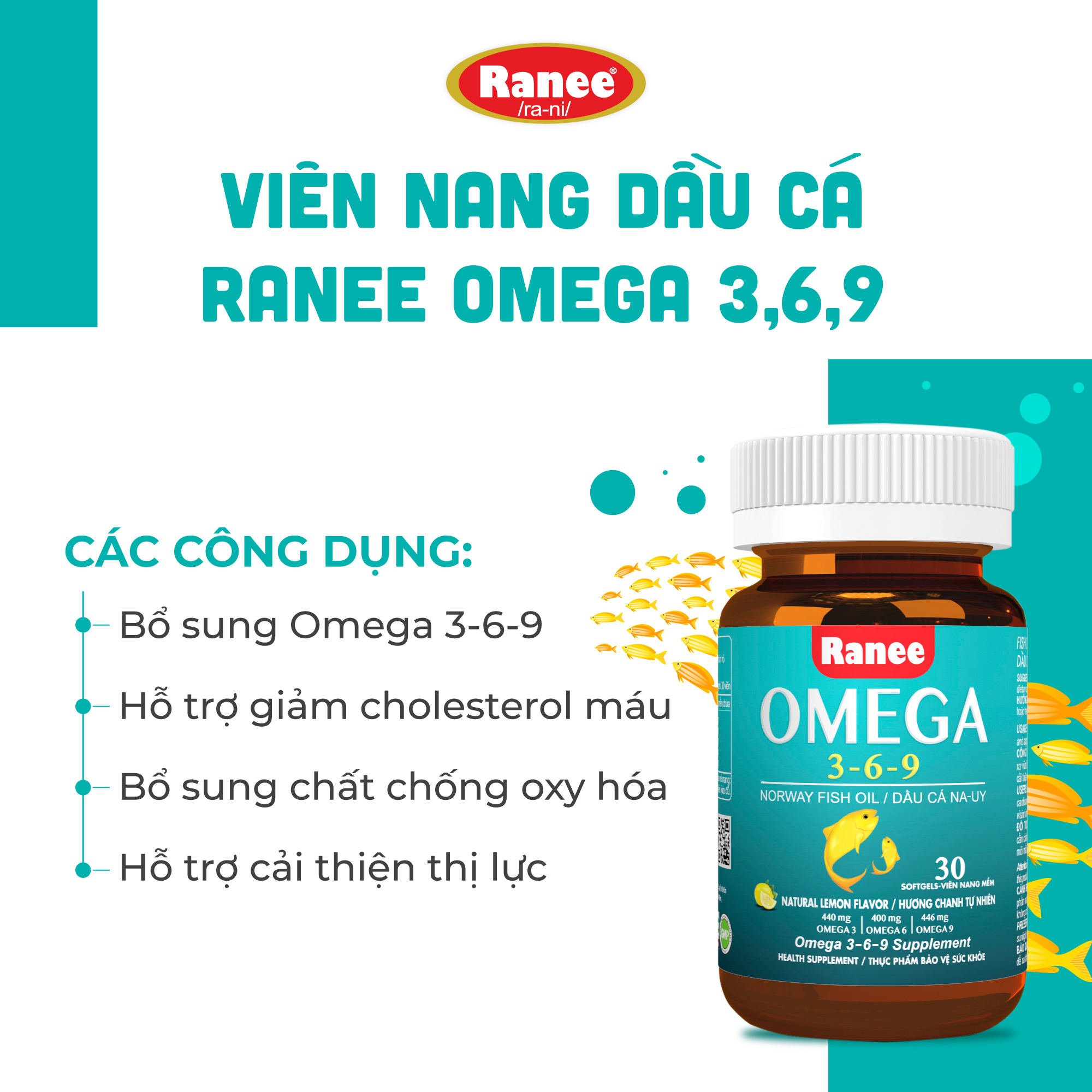 Viên nang ranee omega 3,6,9 - khỏe tim, sáng mắt