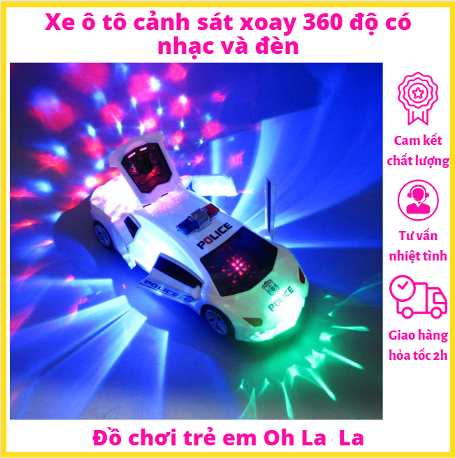 FREESHIP MAX - Đồ chơi xe ô tô cảnh sát biến hình mở cánh, xoay 360 Độ Có Đèn và Nhạc cực chất cho bé