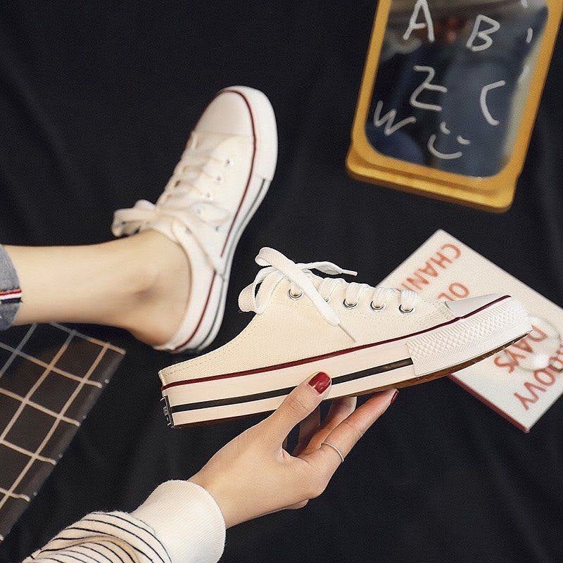 Giày Thể Thao Sneaker Nữ Đế Bệt,Vải Mềm Canvas - Giày Sục Nữ CV Học Sinh Năng Động Trẻ Trung HOT TREND