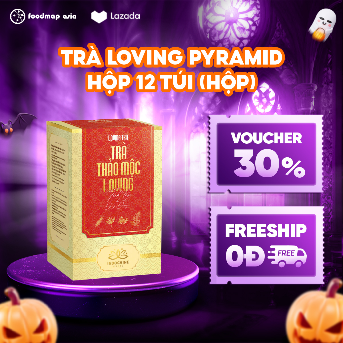Trà Thảo Mộc Loving Tea Mix Trà Đen, Hibiscus, Nụ Hồng, Hương Thảo - Hộp 12 Túi 30G - Indochine Blends