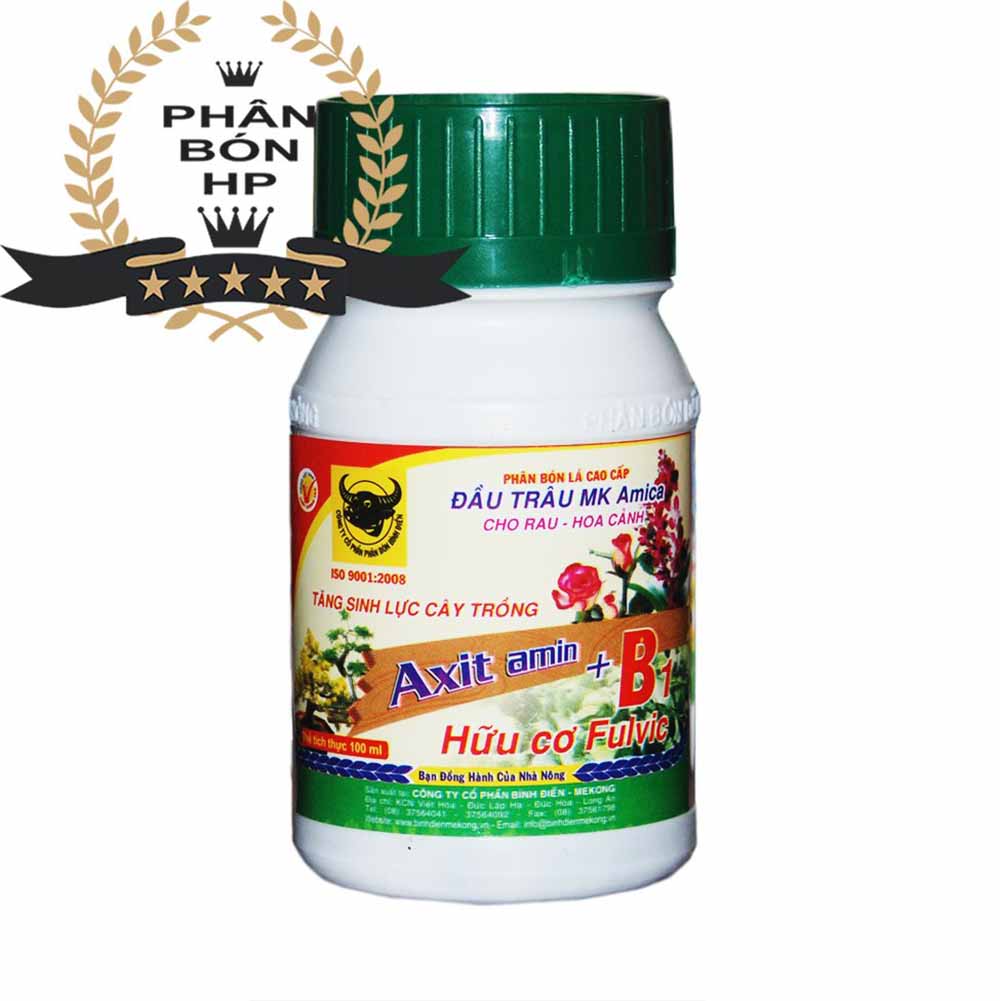 Axit amin + Vitamin B1 + Hữu cơ Fulvic Đầu Trâu MK Amica Tăng Sinh Lực Cây Trồng (100ml)