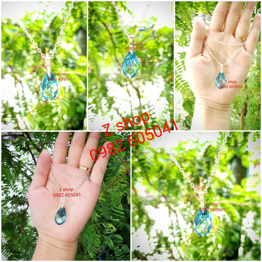 Mặt Dây Chuyền Giọt Nước Xanh Pha Lê Swarovski