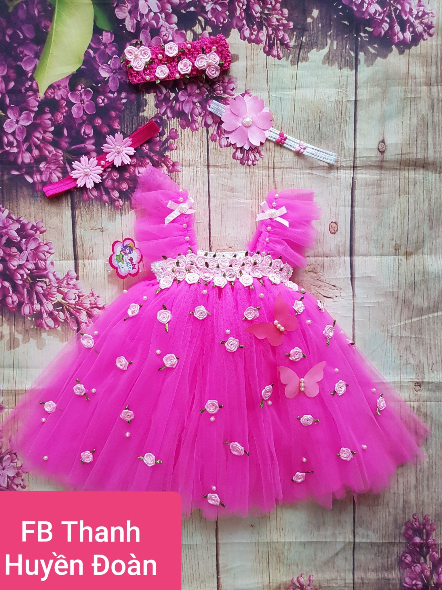 Váy Tutu Công chúa màu hồng thẫm cánh tiên