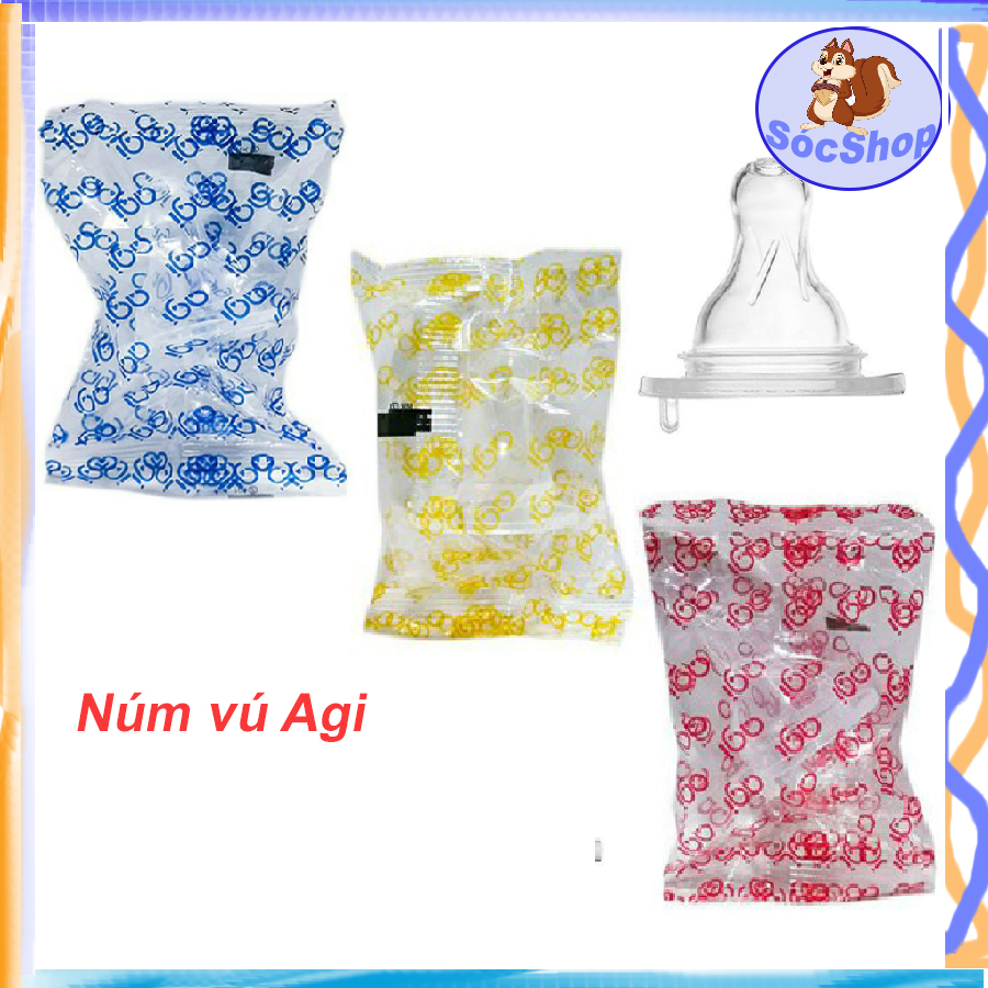 Núm vú Silicone thay thế bình cổ thường Agi đủ size S,M,L