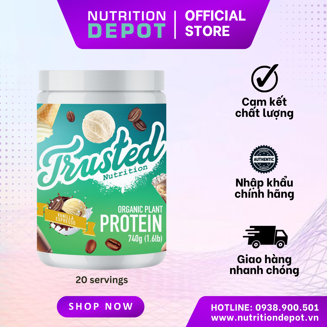 Sữa protein thực vật hữu cơ Trusted Nutrition từ hạnh nhân và đậu tằm (Hũ 740g) hỗ trợ tăng cơ, bổ sung đạm - Nutrition Depot Vietnam