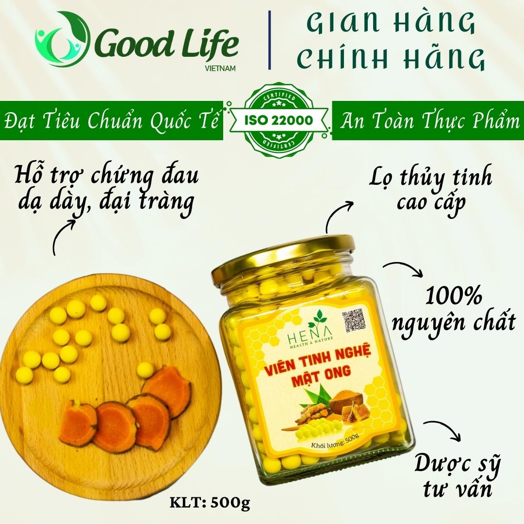 Viên Nghệ Mật Ong Cao Cấp Hena 500g Chính Hãng, 100% Nguyên Liệu Tự Nhiên, Nghệ Viên Mật Ong giúp cải thiện các vấn đề dạ dày và đại tràng hiệu quả, đã kiểm nghiệm chất lượng, Thương Hiệu Cao Cấp