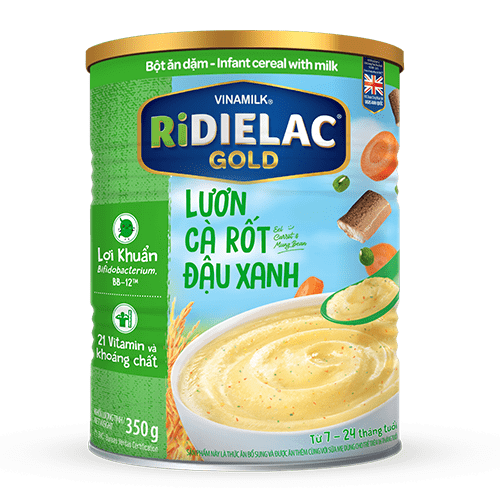 Bột ăn dặm ridielac gold lươn cà rốt đậu xanh - hộp thiếc 350g