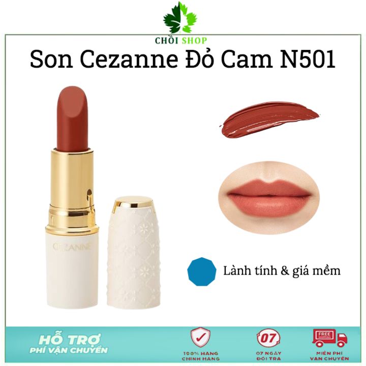 Son thỏi Cezanne Lasting Lip Color N 501 đỏ cam Nhật Bản