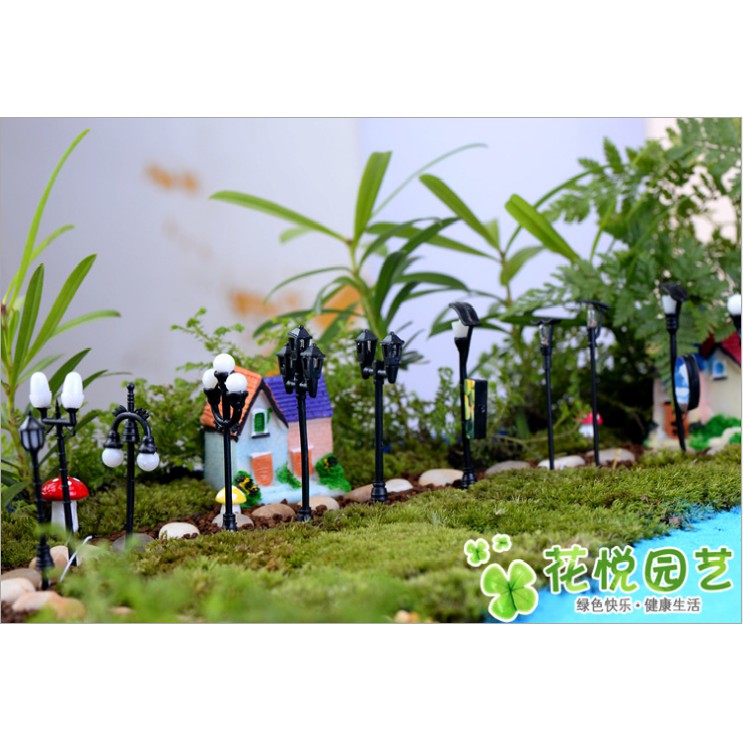 Mô hình cột đèn đường màu trắng (loại 2 bóng và 01 bóng) có LED để trang trí nhà búp bê, tiểu cảnh(SMD-32.2)Đèn đôi 2 bên