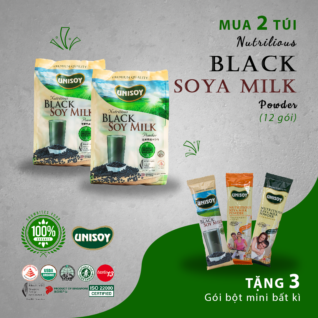 [HCM]Combo 2 Túi Bột Đậu Nành Đen Unisoy ( 12 gói) - Tặng 3 Gói Dùng Thử  SHOP2SAVE
