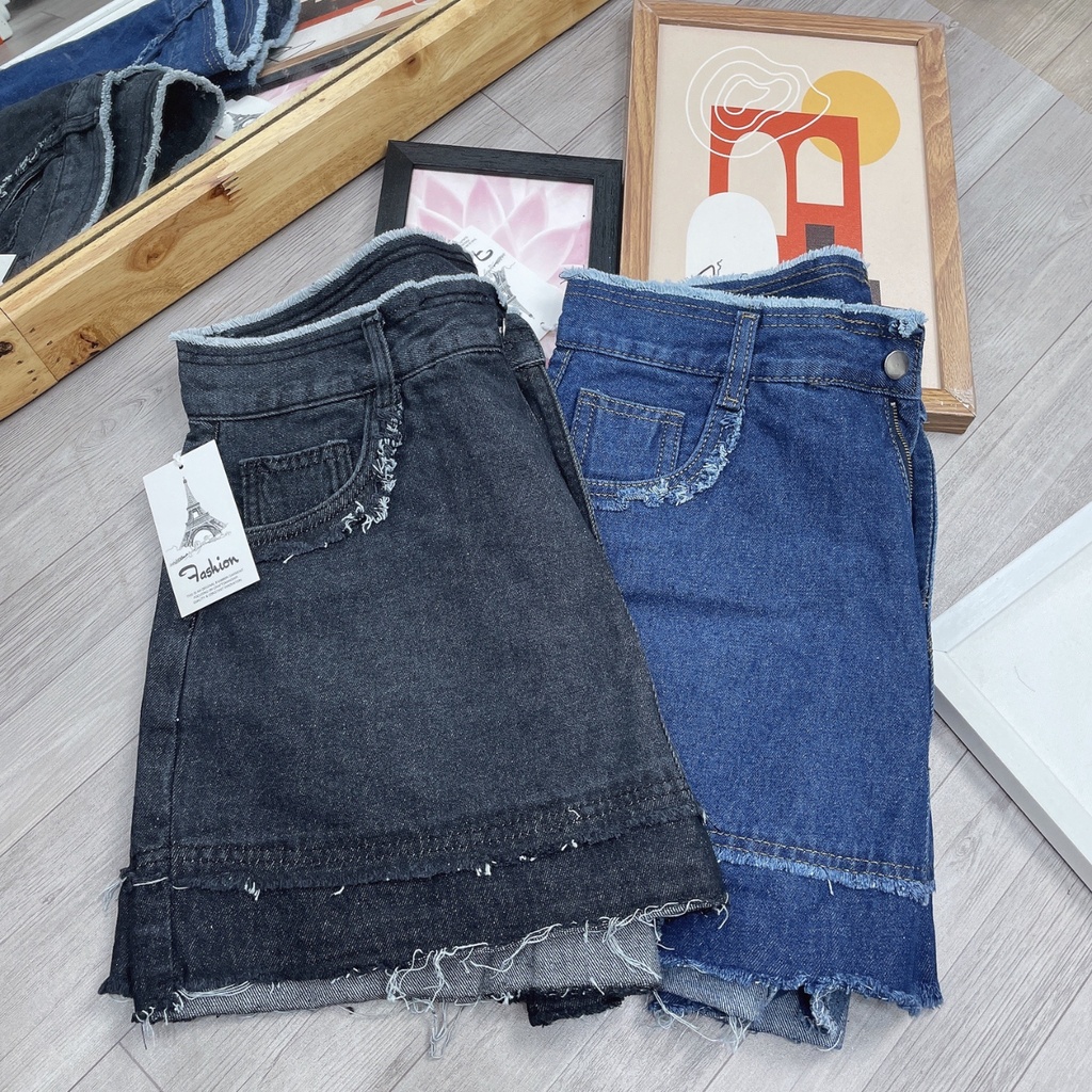 Chân váy Jean Bigsize Nữ chất mềm đẹp dáng chữ A lưng cao tôn dáng V1