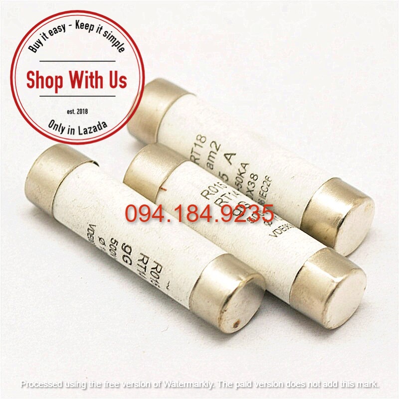 Cầu chì sứ 2A - 32A (10 cái/gói) - Cầu Chì Sứ 10x38mm 500V - Bộ cầu chì sứ RT18-32X có đèn 1P gồm vỏ chì và ruột chì sứ