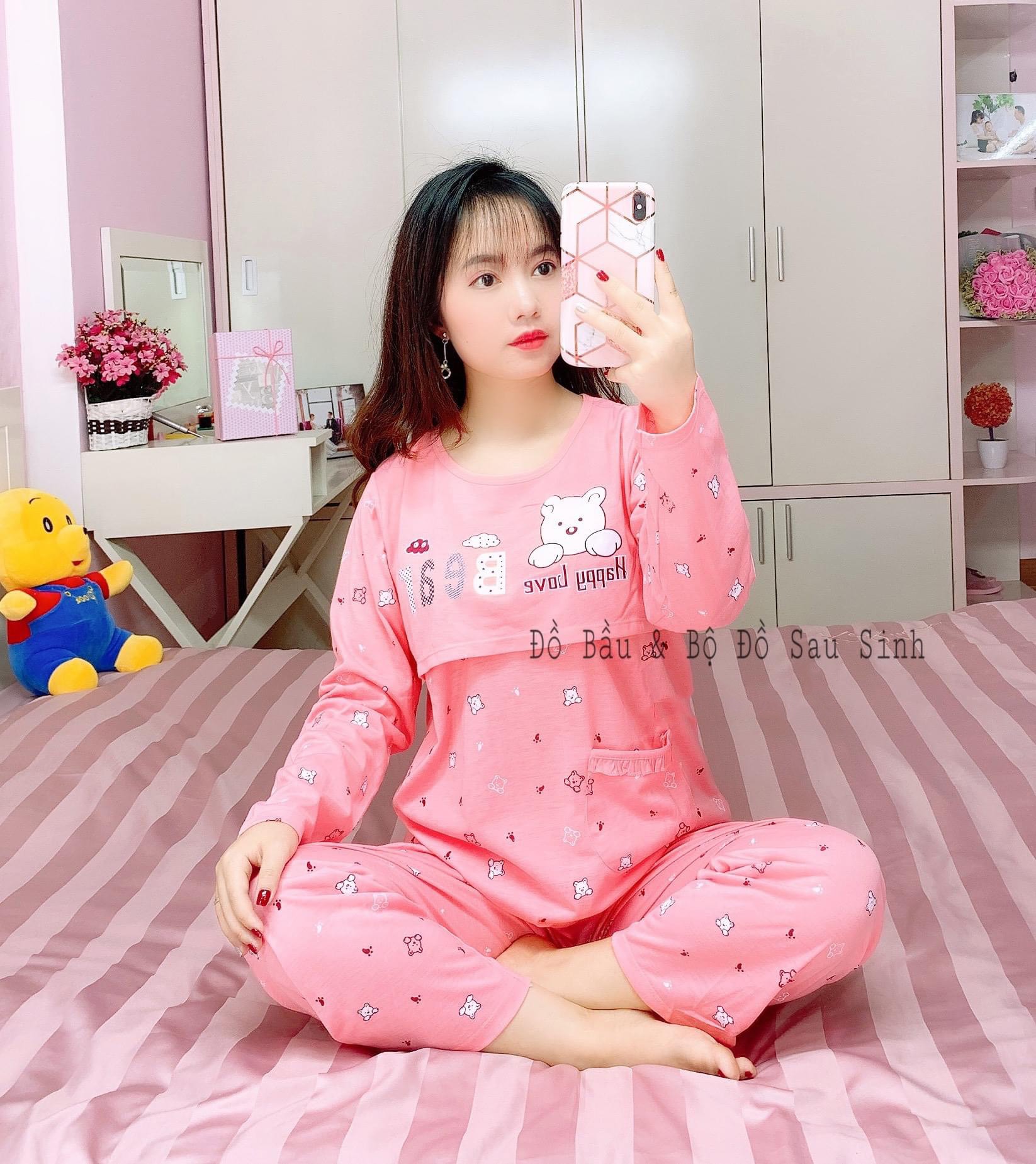 Bộ quần áo bầu và sau sinh mở nắp ngực cho bé bú 45-65kg
