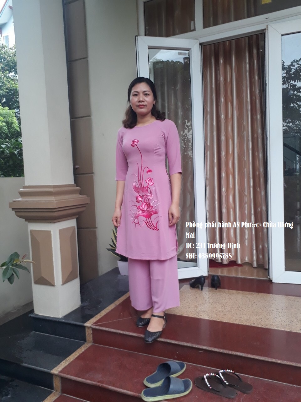 Bộ Cách Tân Đi Chùa Lụa tằm 2 tà ( 1 tà trước 1 tà sau )