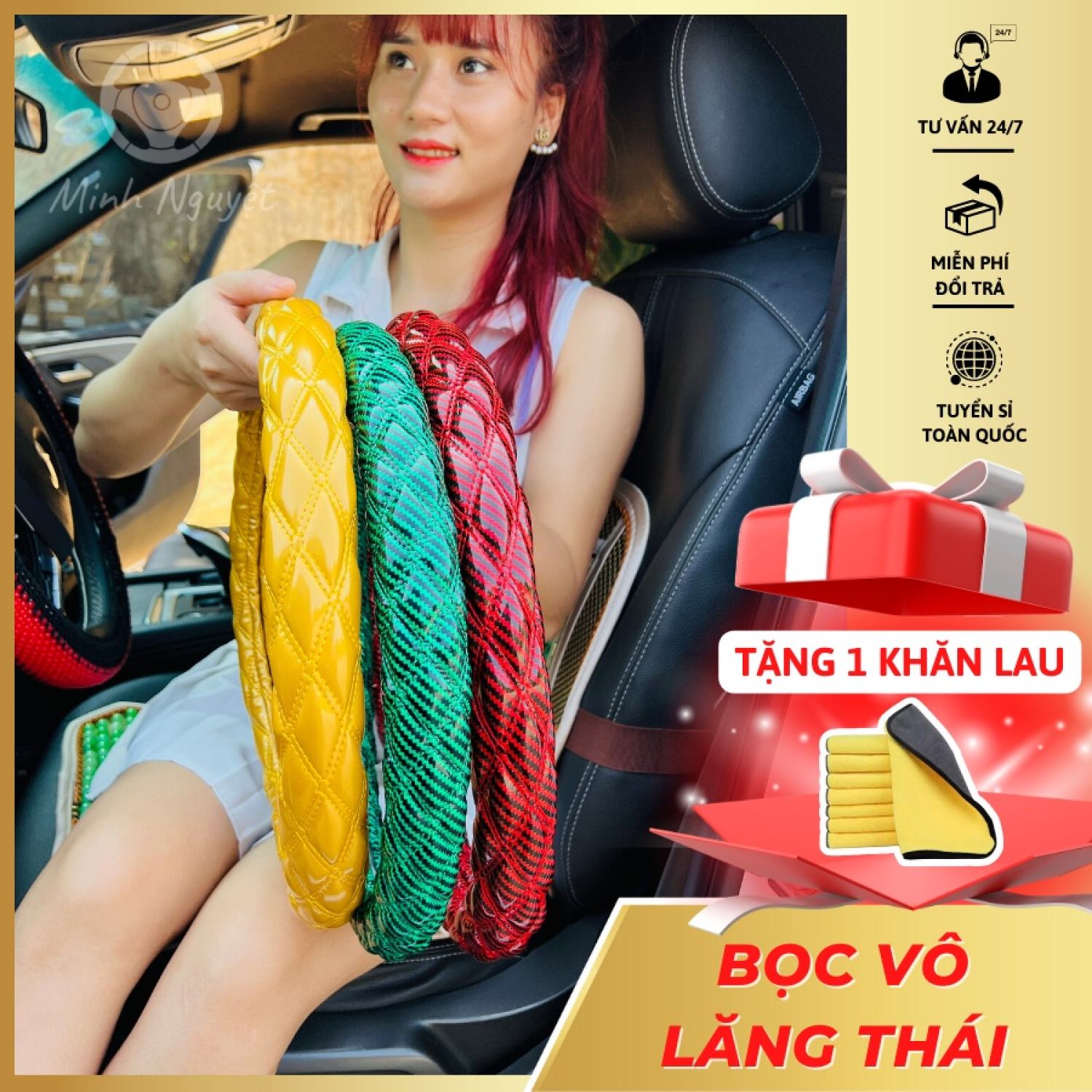 Bọc vô lăng xe tải size 38-40-42-45-47-49 - bọc vô lăng thá¡ cao cấp hàng siêu chất dành cho xe con,xe tải