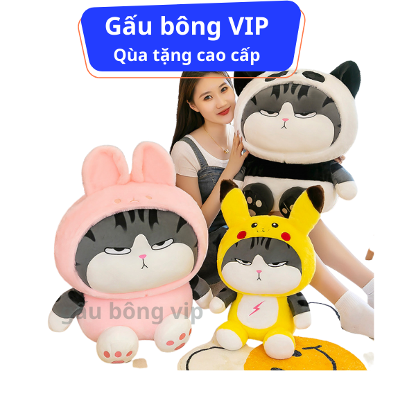 Gấu bông mèo hoàng thượng cosplay pikachu gấu bông vip tphcm, thú nhồi bông mèo hoàng thượng cosplay con thỏ, qùa tặng cao cấp