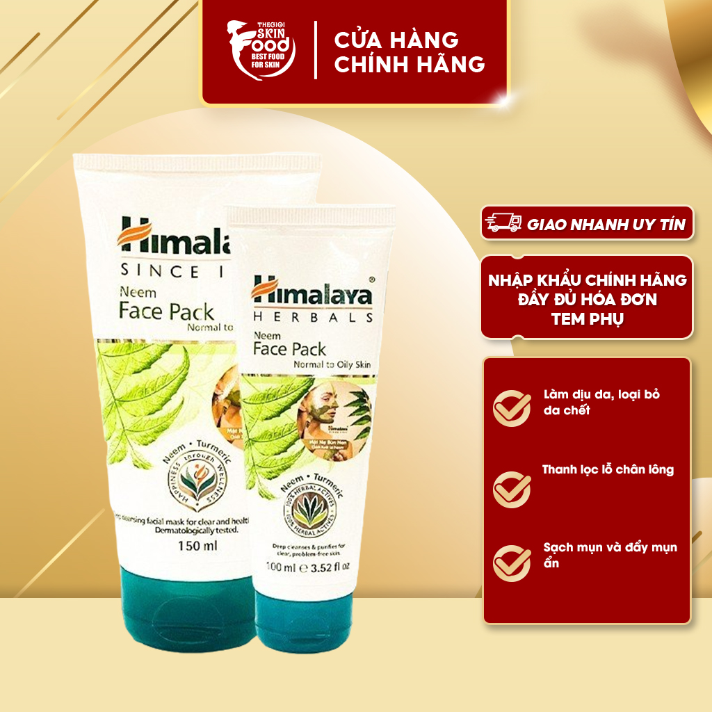 Mặt Nạ Đất Sét Kiểm Soát Dầu Chiết Xuất lá Neem Himalaya Neem Face Pack
