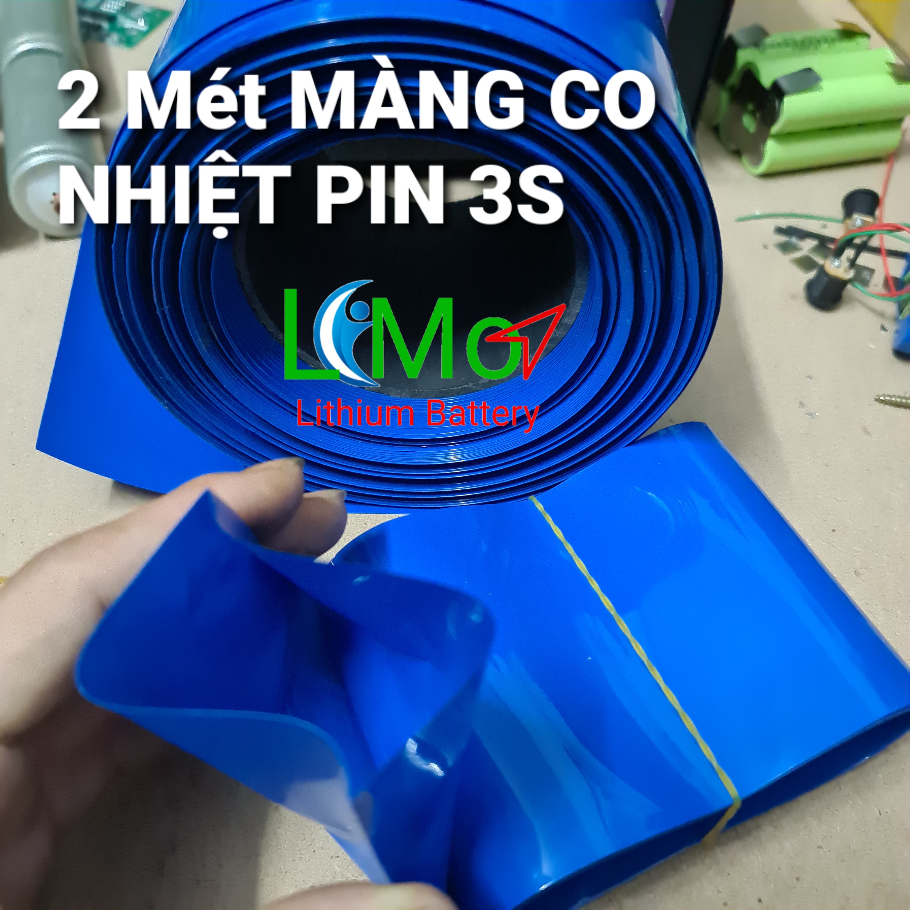 Màng co nhiệt Pin 3S (2 mét). Màng co nhiệt bao pin 3S 3 pin Lithium 18650 hoặc 6 pin đều dùng được. Màng co nhiệt dày bảo vệ pin - LiMO