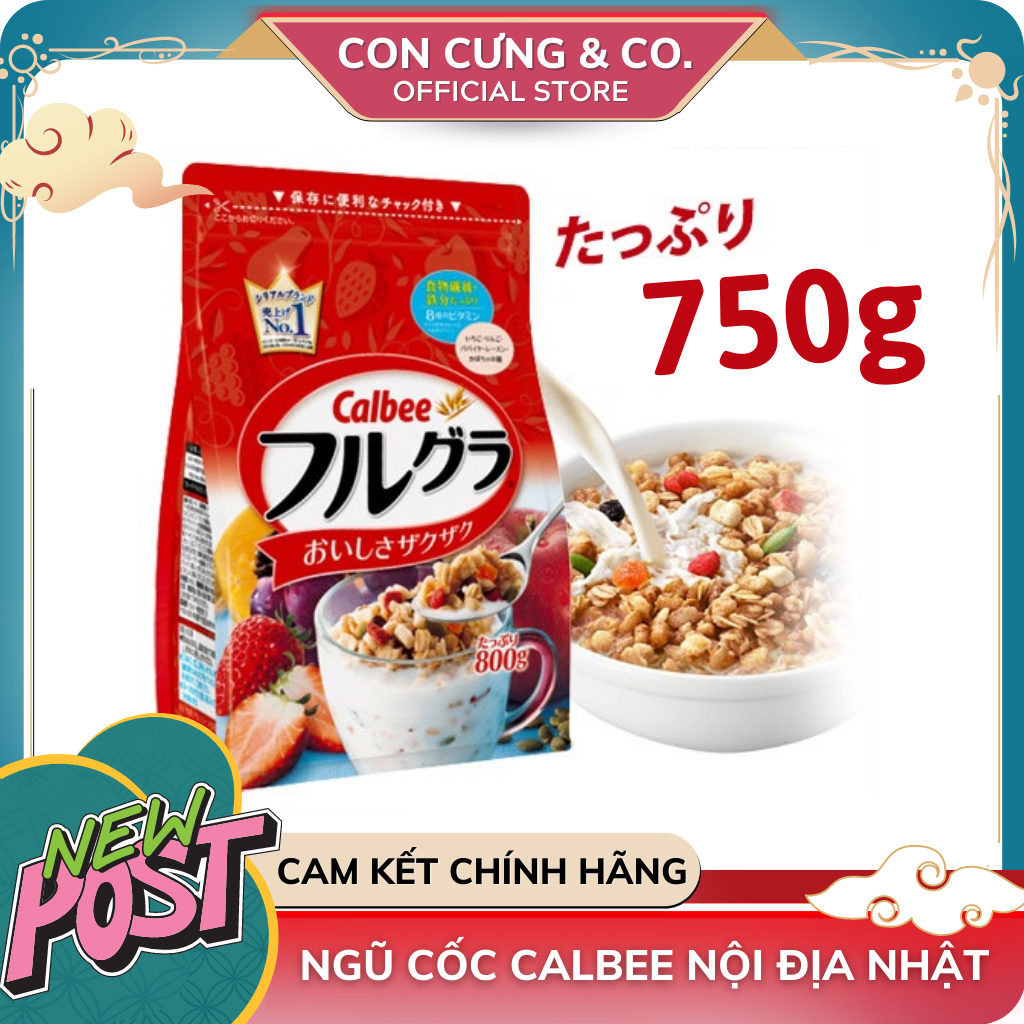 [HSD T4-5/2023] Ngũ Cốc Trái Cây Calbee Màu Đỏ 750g Nhật Bản
