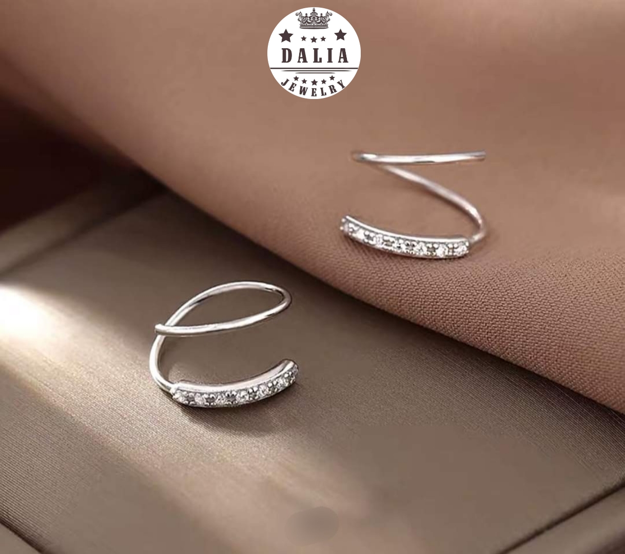 Bông tai bạc ý DaLiA Jewelry lò xo không cần chốt