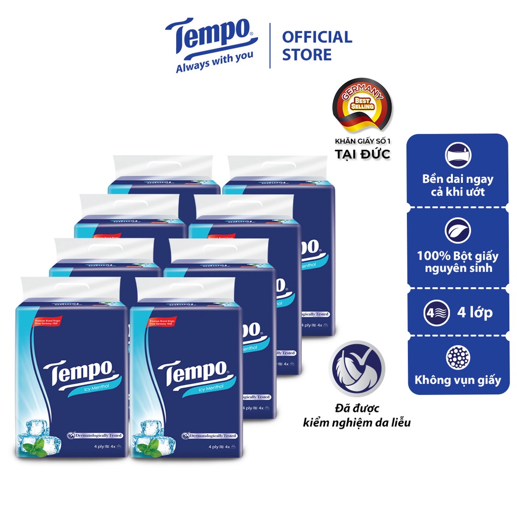 Khăn giấy rút cao cấp Tempo - 4 lớp bền dai, an toàn cho da