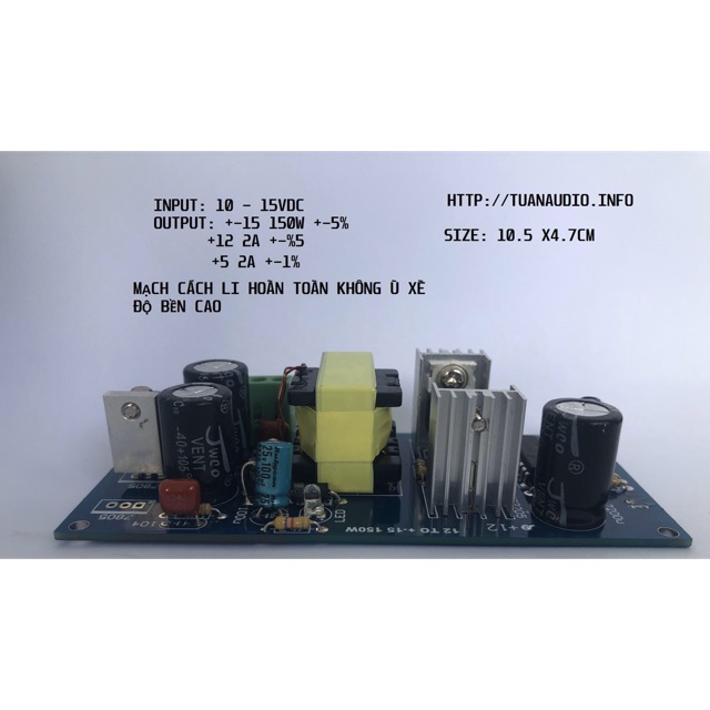 Mạch tạo nguồn đôi +-15vdc 150w