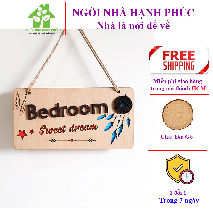 Bảng gỗ decor trang trí cửa phòng 🚀mẫu BED ROOM hoa văn tinh xảo độc đáo🚀 (tặng kem móc treo tường)