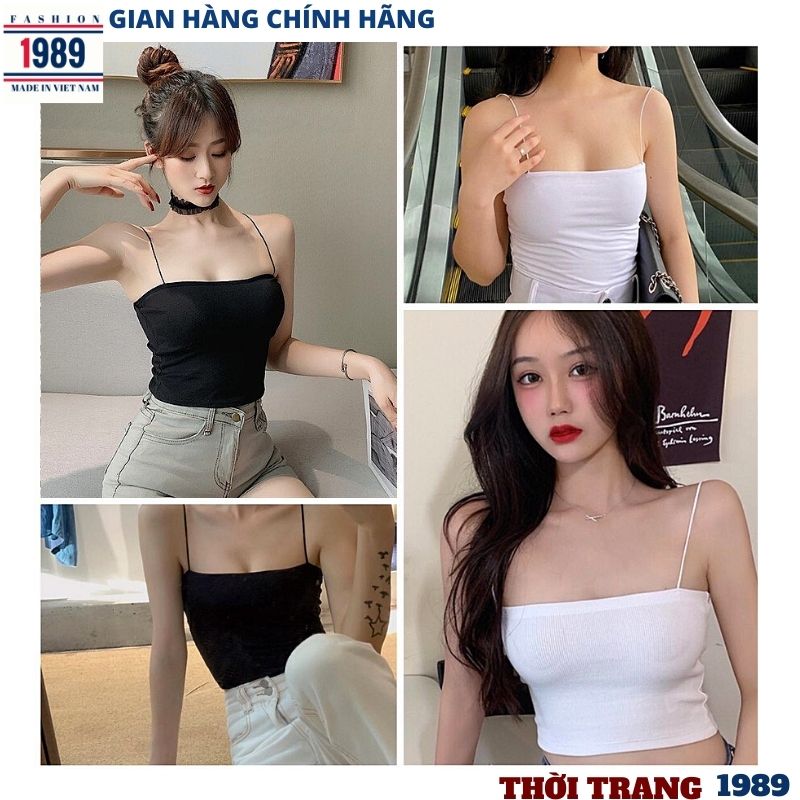 áo hai dây nữ -áo kiểu mới sợi bún đang rất hót có 2 mầu đen trắng kiểu áo croptop hót 2021 chất thun co giãn mạnh ,thời trang 1989