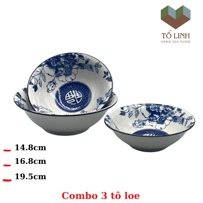 Tô loe gốm sứ hoa cổ xanh,Tô sứ đựng hủ tiếu,Tô Gốm Sứ.
