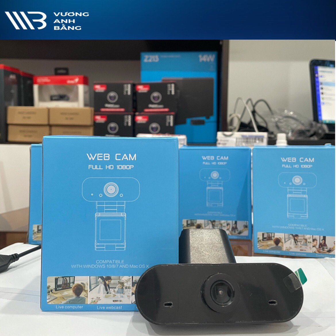 Webcam có mic 1080P Full HD cho máy tính để học online và họp trực tuyến