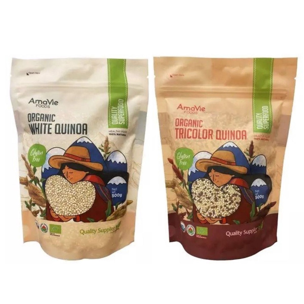 Hạt diêm mạch Quinoa trắng hữu cơ Amavie Foods - gói 500gr