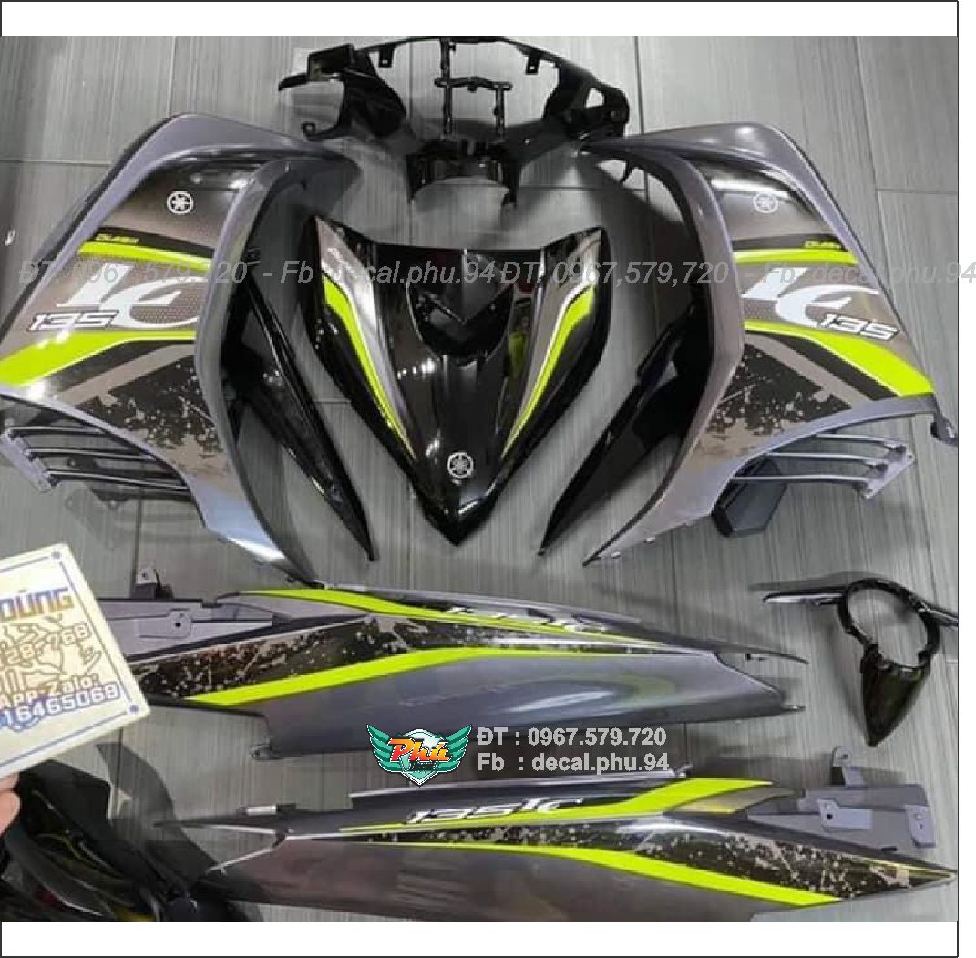 Tem rời ex exciter 135 lc xám đen.