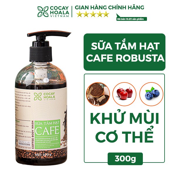 Sữa tắm chiết xuất hạt Cà phê COCAYHOALA khử mùi cơ thể làm mềm mượt da hương cafe cực thơm