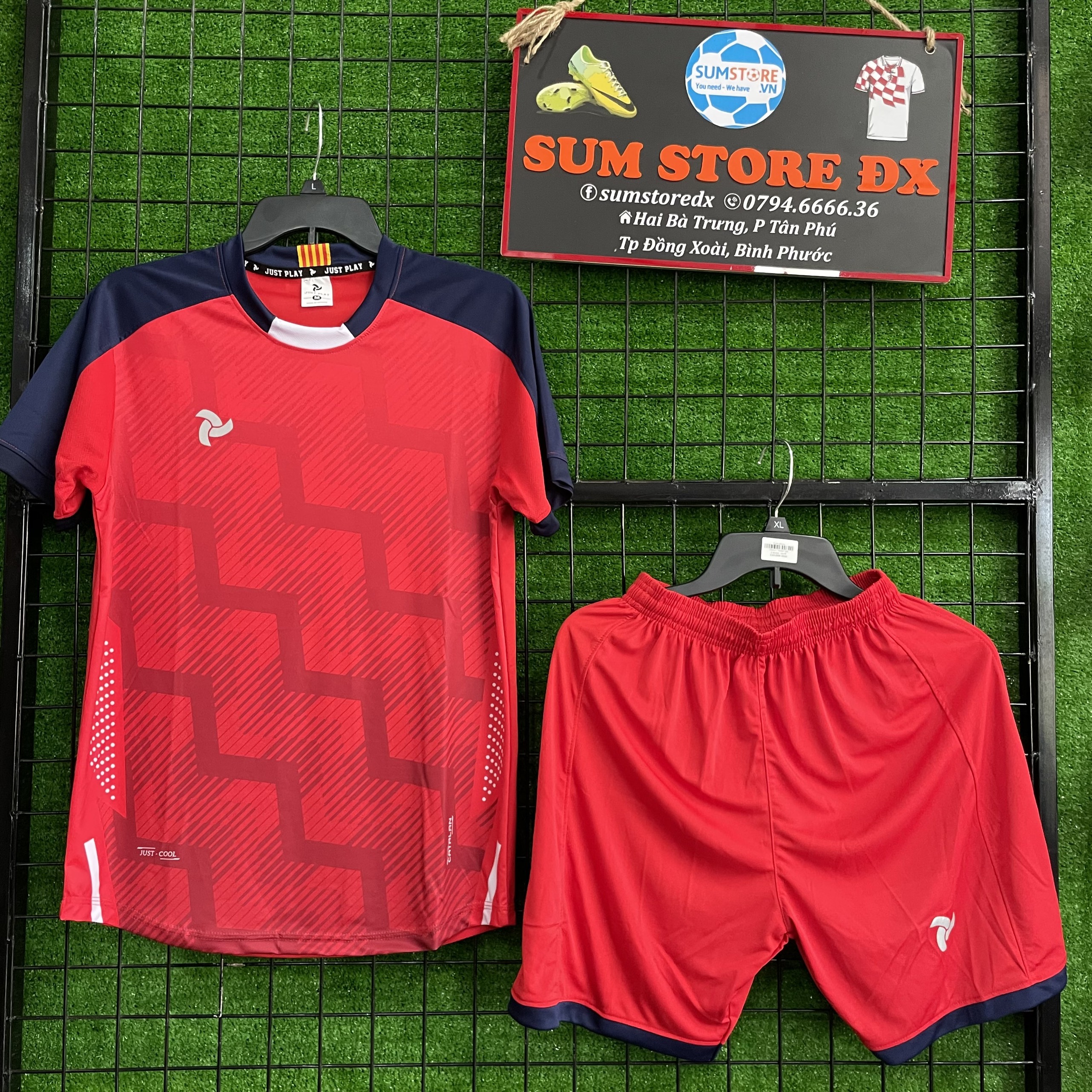 Bộ Quần Áo Bóng Đá Không Logo JustPlay Catalan Đỏ-Áo Đá Banh 2021 Mẫu Mới, Cực Đẹp