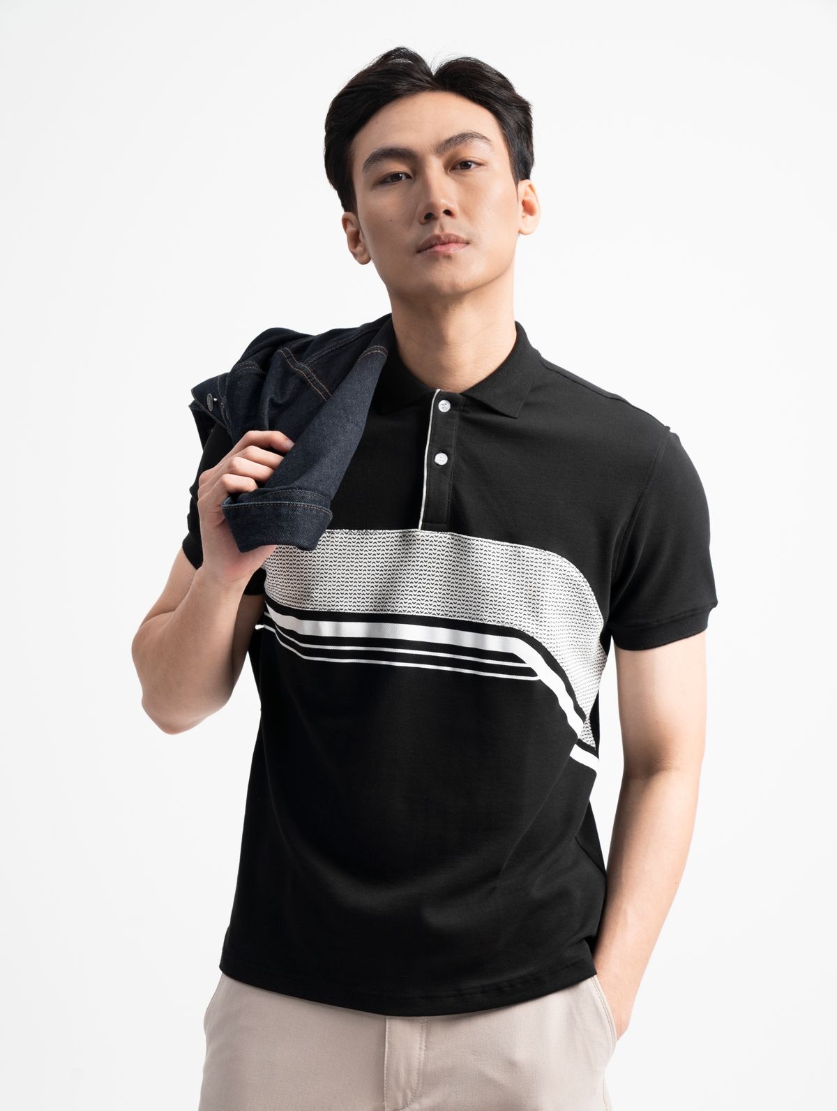 LZD2 Áo Polo nam có cổ BASIC-HAPPYHOW vải cá sấu cotton CMC, nam tính, chỉn chu, sang trọng