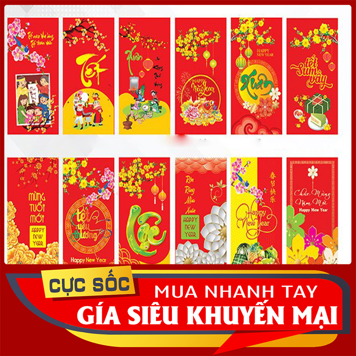 LÌ XÌ GIẤY  2022- BAO LÌ XÌ- SET 100 LÌ XÌ TẾT NHIỀU MẪU SIÊU XINH- COMBO 10-50 -100 LÌ XÌ