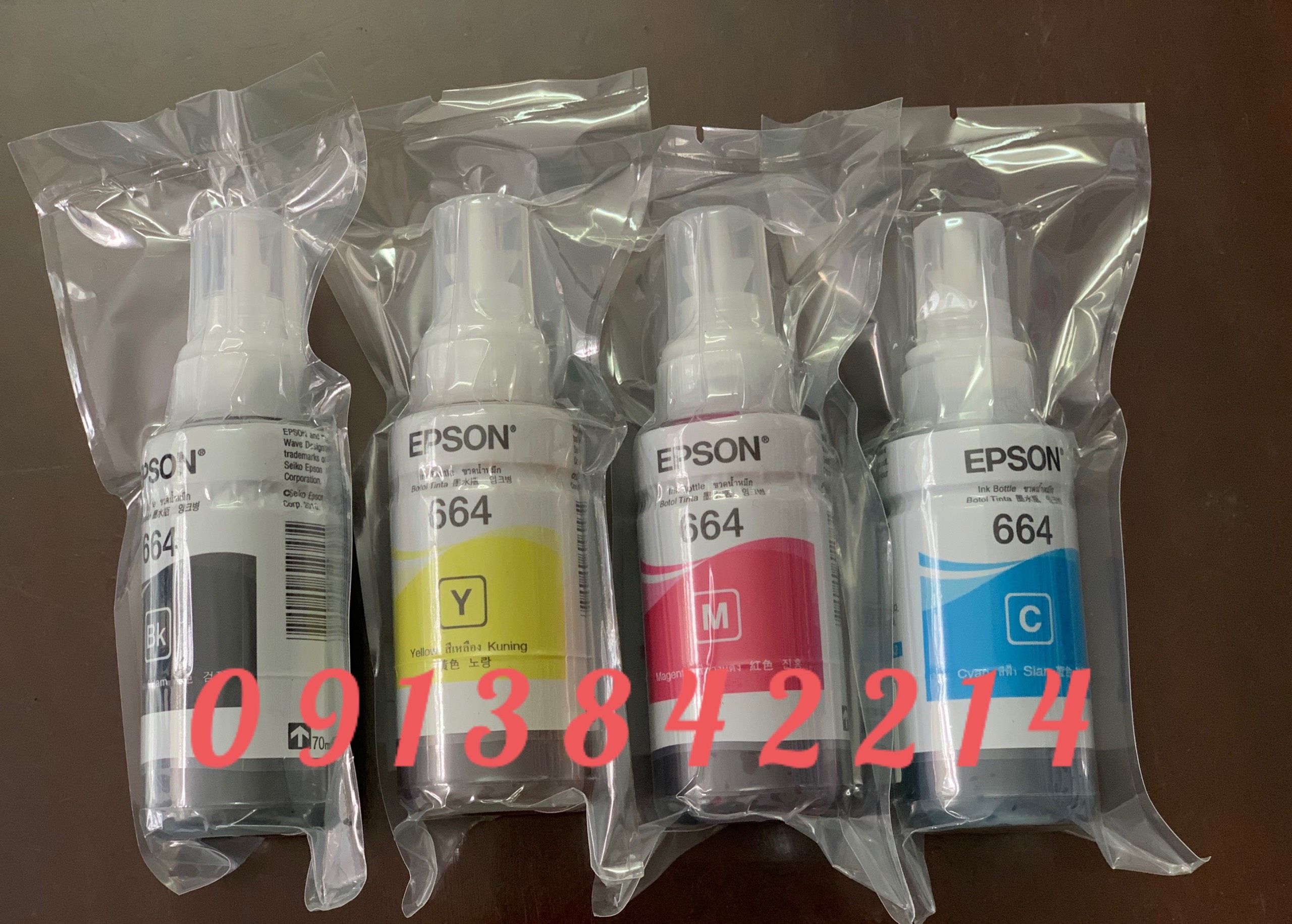 Epson 664= 4 màu 1 bộ zin theo máy( epson L300/310/L350/L360/365/385/405/1300