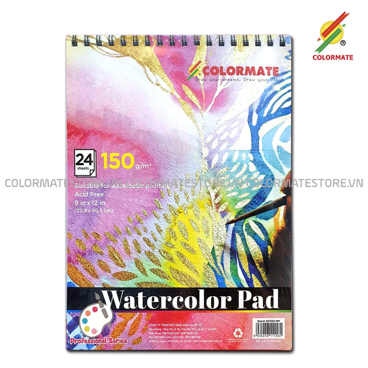 Tập Giấy Vẽ Watercolor Pad A4 Định Lượng 150GMS 24 Tờ