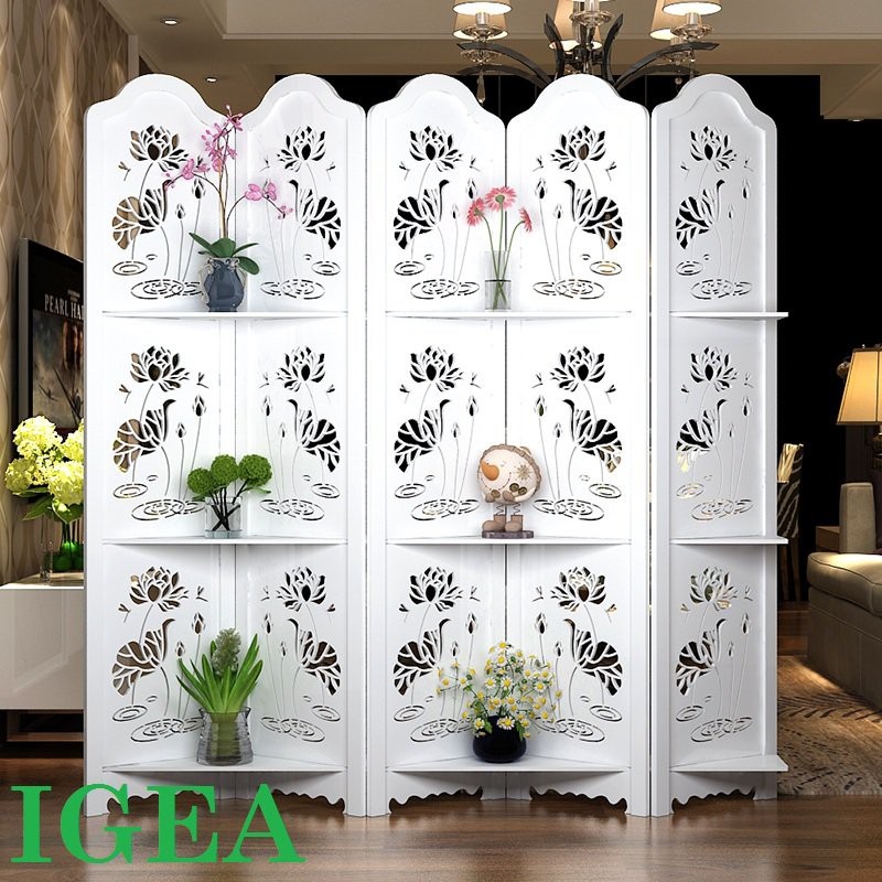 H7GMmbkN Bình phong- vách ngăn chắn phòng hoa sen to dưới nước có kệ IG478