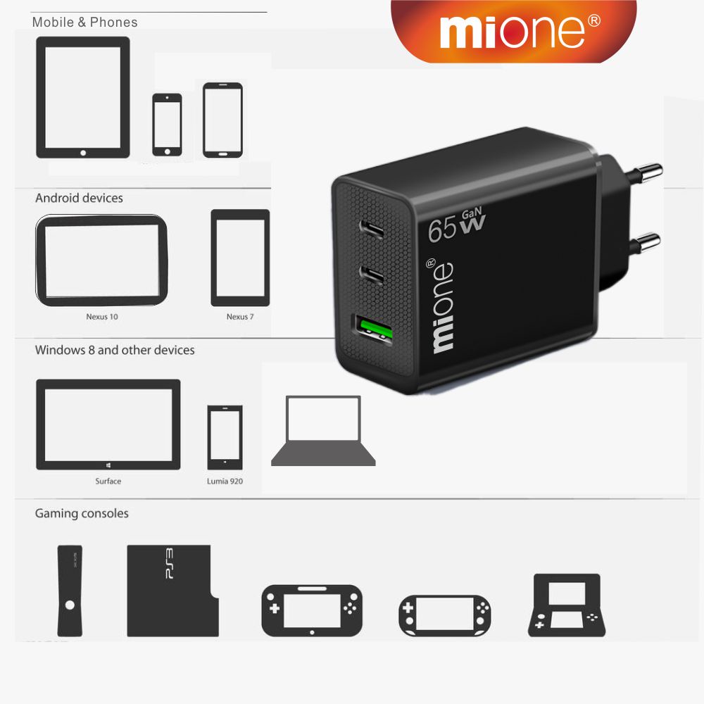Bộ sạc nhanh 65w mione cho laptop type c 65w cho notebook macbook 60w 100w ip 12 13 14 pro max samsung