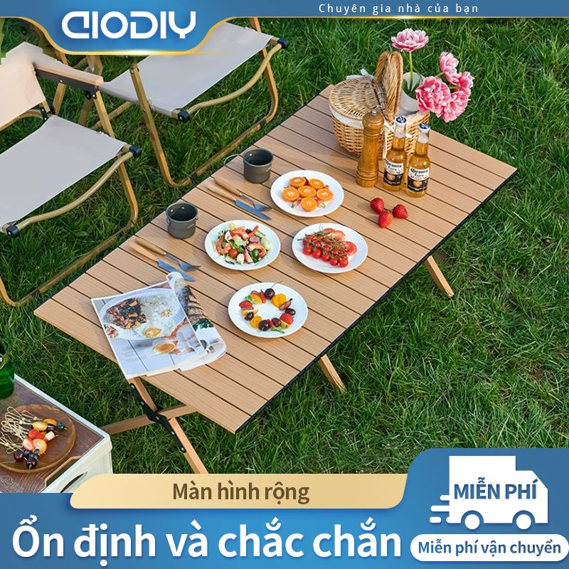 AIODIY Bàn gấp ngoài trời Thiết bị cắm trại di động Picnic Giải trí Xe BBQ Bàn hợp kim nhôm