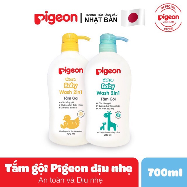 Sữa tắm gội Pigeon 2 trong 1 an toàn và dịu nhẹ 200ml và 700ml có vòi