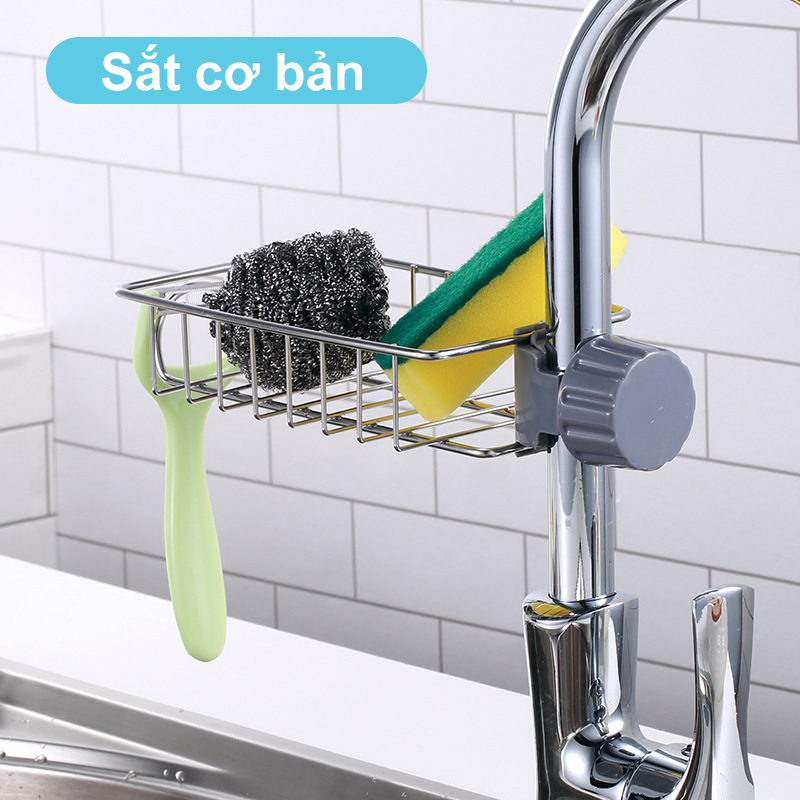 Cổ vật lưu trữ nhà bếp kệ vòi inox giỏ treo bọt biển cống giá lưu trữ bồn rửa