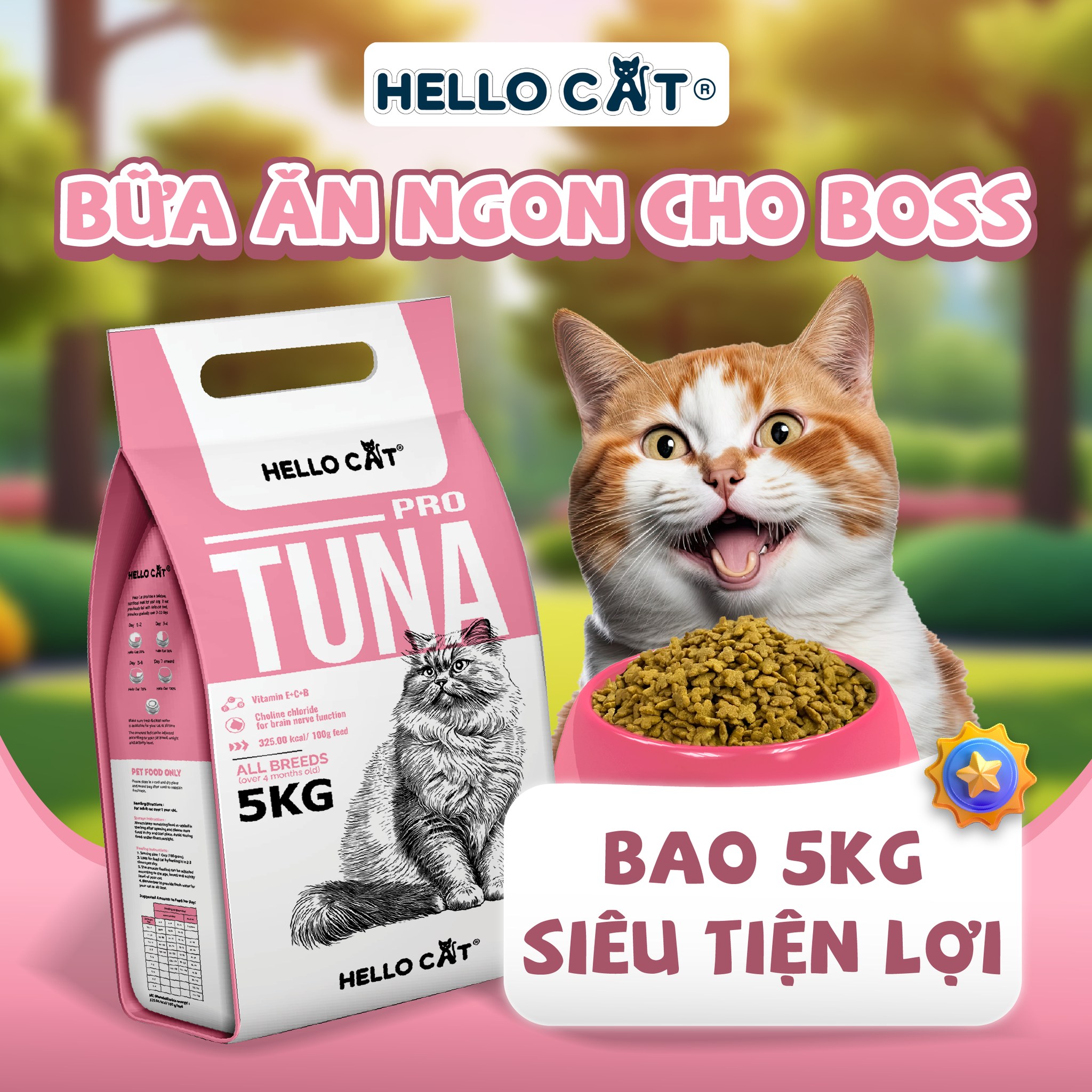 [hỏa tốc pettohouse gò vấp] thức ăn cho mèo Hello Cat 5kg tuna hạt khô vị cá ngừ sản xuất tại thái lan