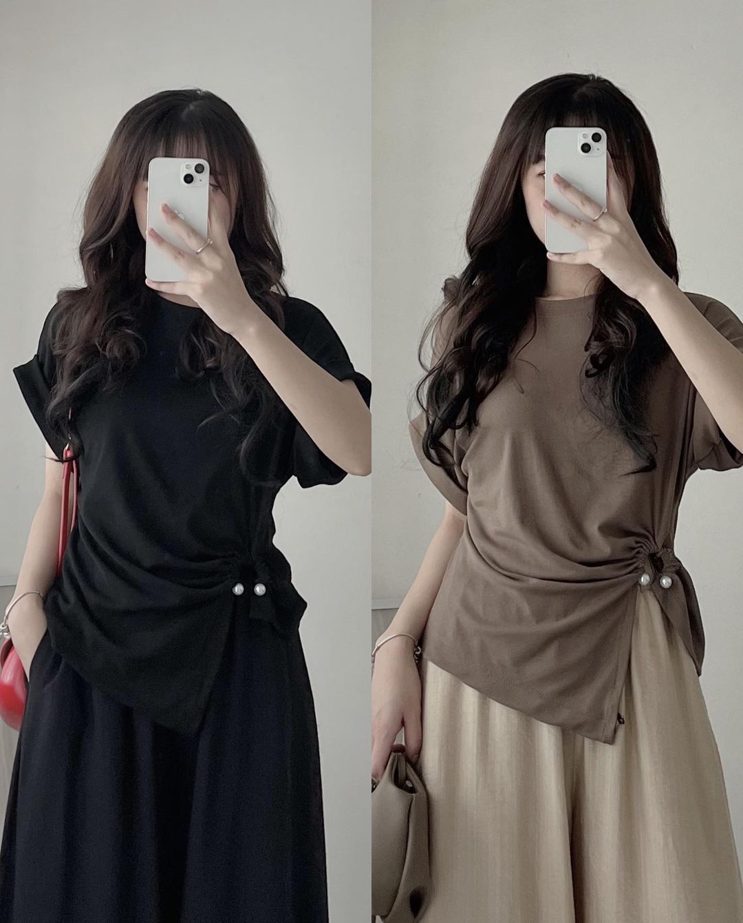 Áo tiểu thư sang trọng áo kiểu vải thun rúm tay ngắn nữ hottrend.