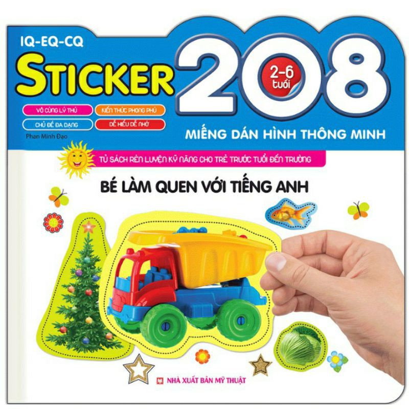 Sách - 208 miếng dán hình thông minh bé làm quen với tiếng anh