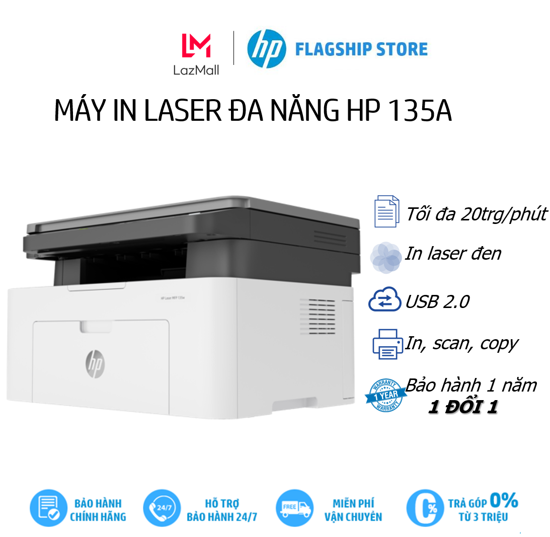 [Trả góp]Máy in đa năng trắng đen HP LaserJet MFP 135a (4ZB82A) – Hàng chính hãng